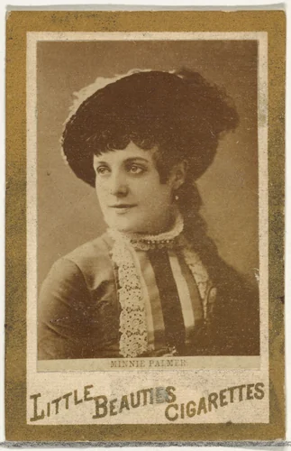 Minnie Palmer (portrait of bust), from the Actresses and Celebrities series (N60, Type 1) promoting Little Beauties Cigarettes for Allen & Ginter brand tobacco products by Allen & Ginter, photograph, 1887