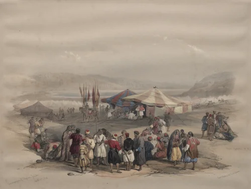 Encampment of Pilgrims, Jericho by David Roberts, print, 1839