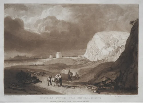Liber Studiorum: Martello Towers, near Bexhill, Sussex by Joseph Turner, print