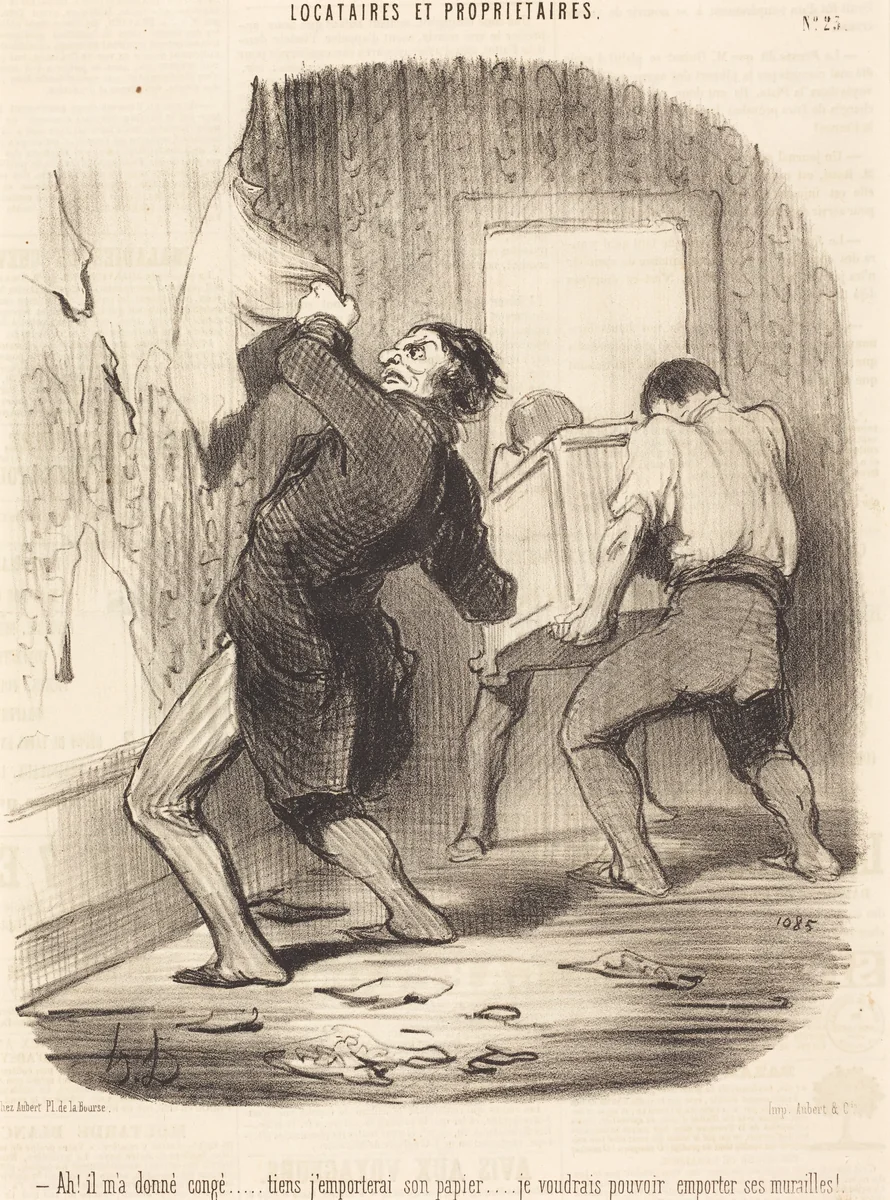 Ah! il m'a donné congé... by Honoré Daumier, print, 1847
