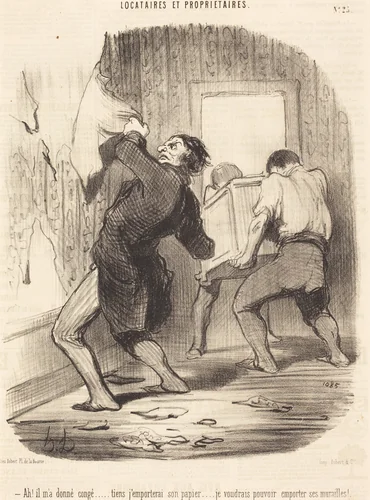 Ah! il m'a donné congé... by Honoré Daumier, print, 1847