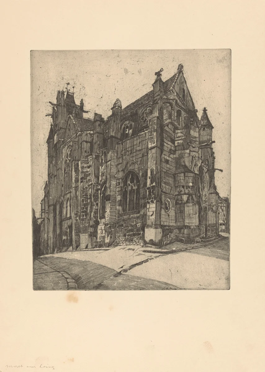 Notre-Dame van Moret-sur-Loing by Martin Monnickendam, print, 1896