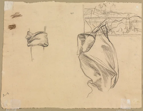 Studies of Drapery and Study of a Landscape (verso) by Pierre Puvis de Chavannes, drawing, 1844-1899