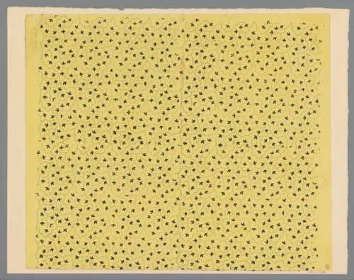 Blad met strooipatroon van bladmotief met kronkelende lijn van punten by anonymous, print, 1800-1900