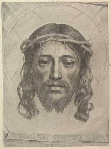 Face of Christ on St. Veronica's Cloth by Claude Mellan, print, 1649