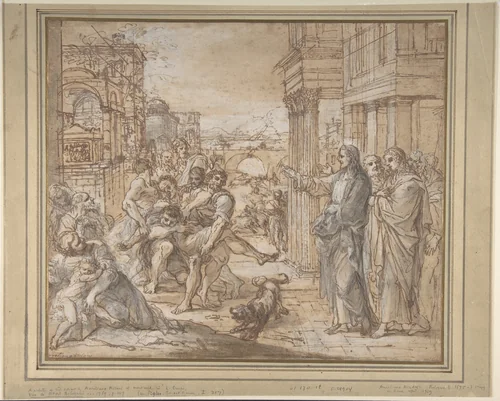 Christ Healing a Possessed Man by Aureliano Milani, drawing, 1675-1749