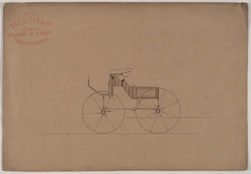 Phaeton, no top (unnumbered) by Brewster & Co., drawing, 1850-1870