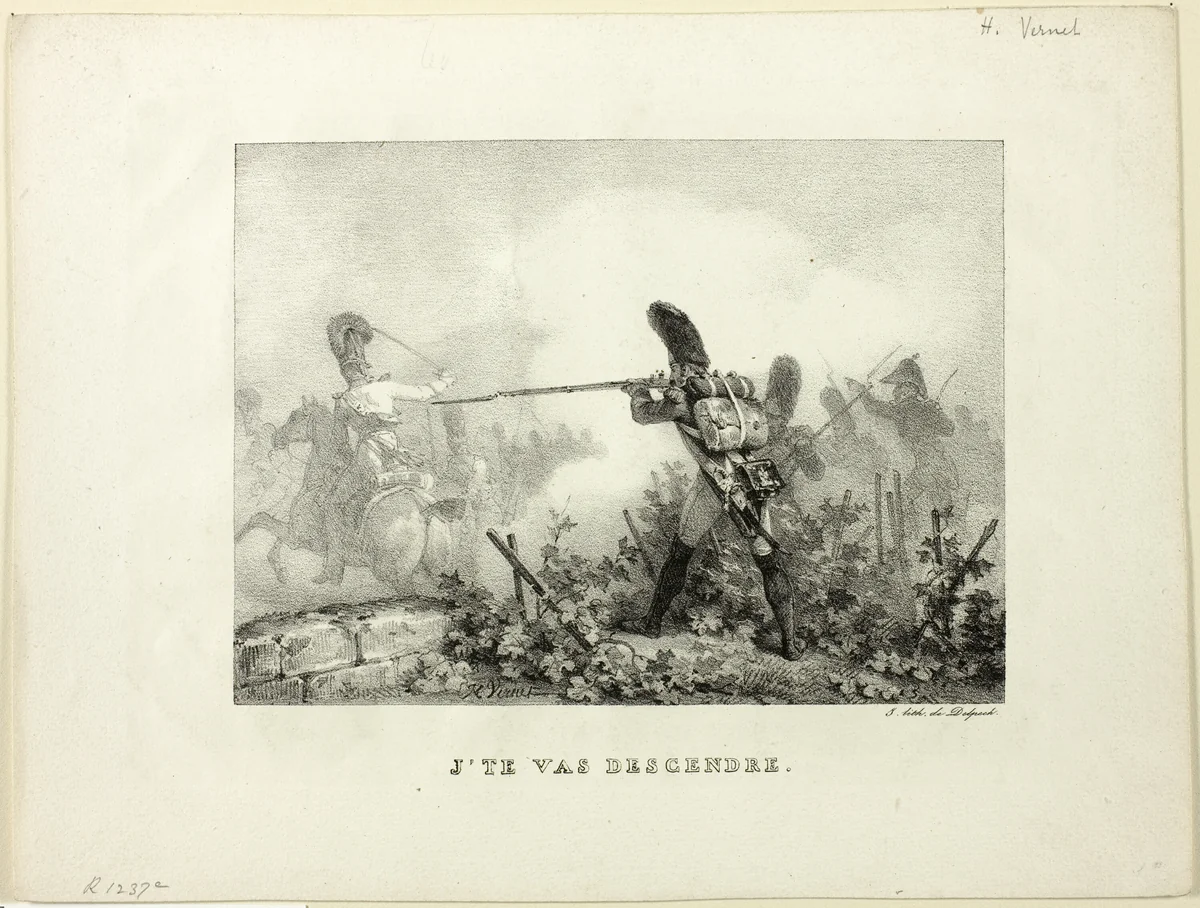 Je te vas descendre by Horace Vernet, print, 1809-1863