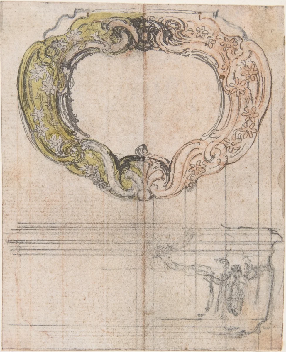 Elevation and Top View of a Design for a Lidded Box by Hubert François Gravelot, drawing, 1715-1725