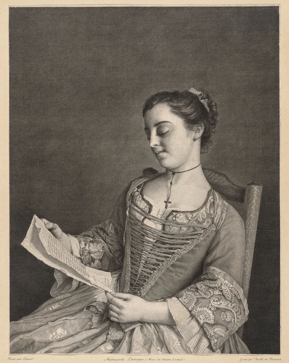 Mademoiselle Lavergne by Jean Daulle, print, 1763