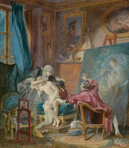 The Honest Model by Pierre-Antoine Baudouin, drawing, 1769