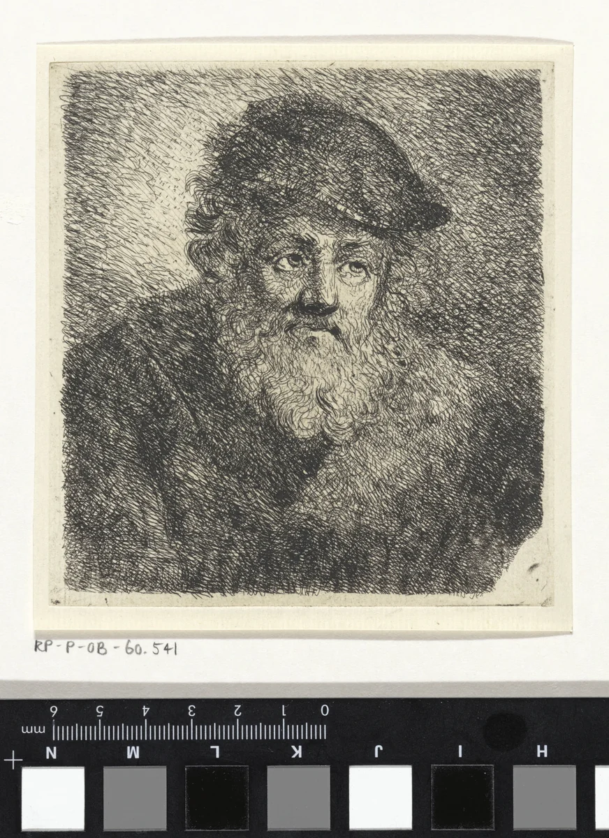 Oude man met baard en muts by Cornelia Scheffer-Lamme, print, 1784-1839