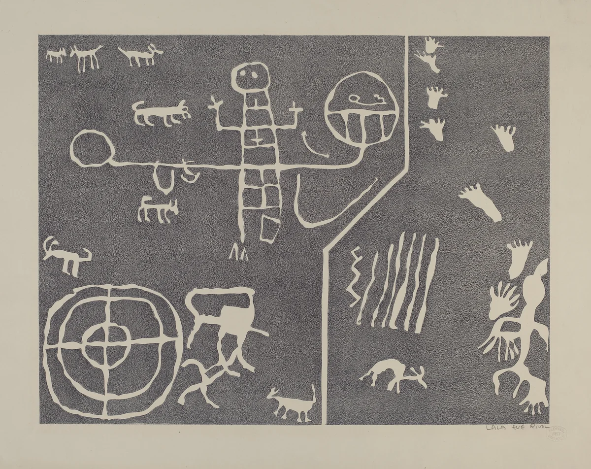 Petroglyph by Lala Eve Rivol, index of american design, 1935-1942