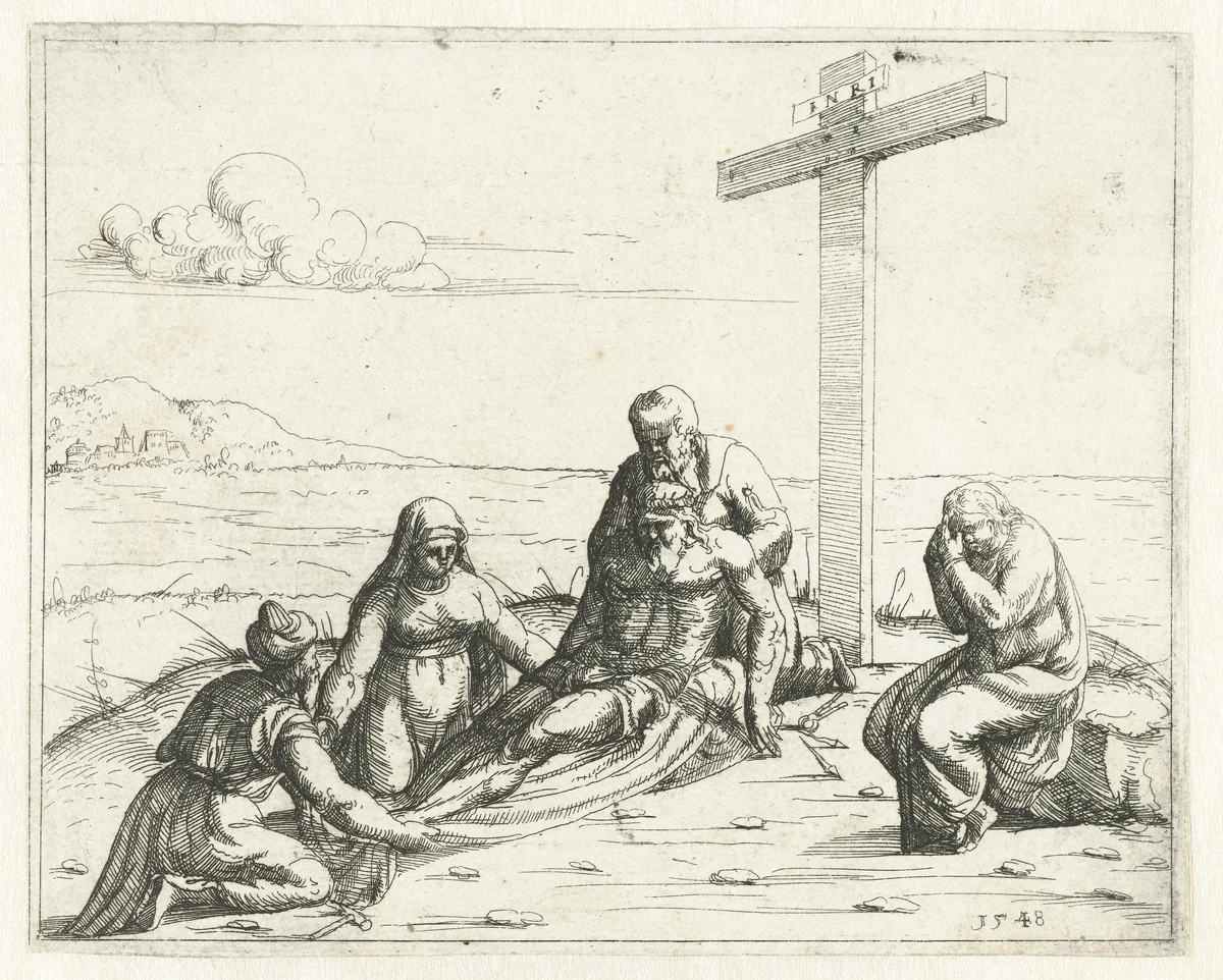 Bewening van Christus by Augustin Hirschvogel, print, 1548