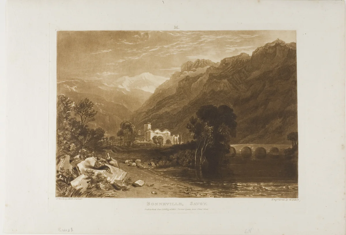 Bonneville, plate 64 from Liber Studiorum by Joseph Mallord William Turner, print, 1816