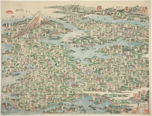 The Famous Places on the Tokaido in One View (Tokaido meisho ichiran) by Katsushika Hokusai (葛飾 北斎), print, 1813-1823