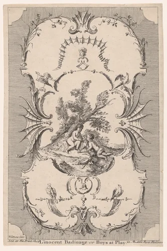 Design for Wallpaper "L'Innocent Badinage, or Boys at Play" by Paul Sandby, print, 1740-1750