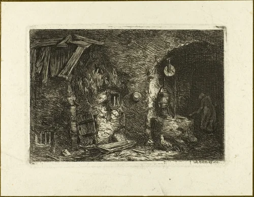 The Well by Charles-Émile Jacque, print, 1845