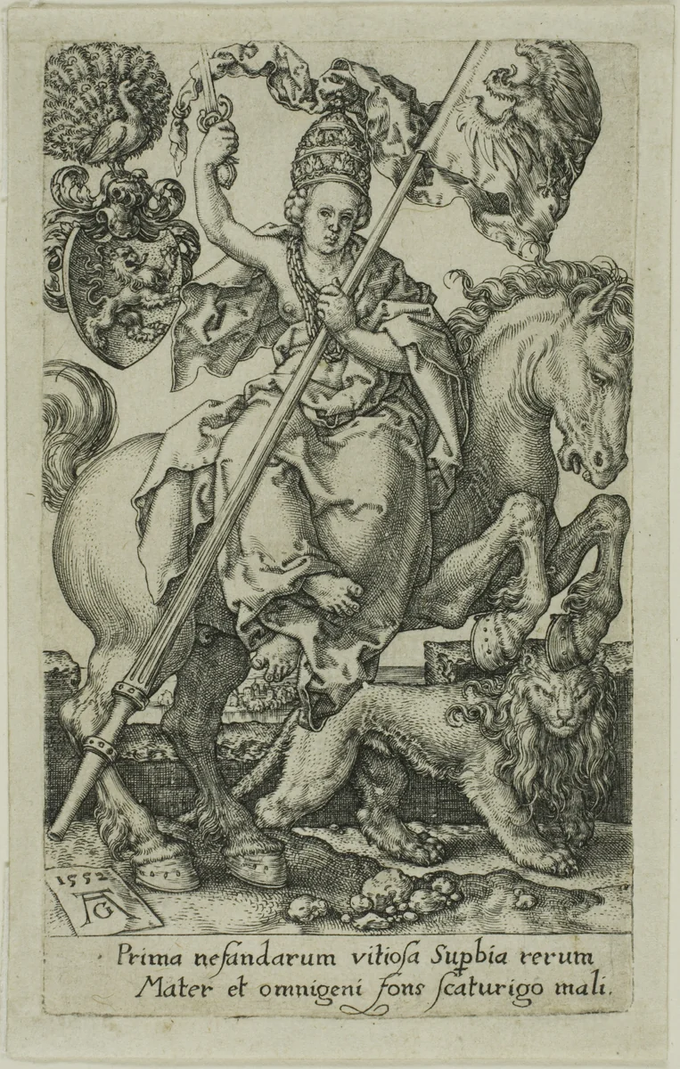Pride, from the Vices by Heinrich Aldegrever, print, 1552