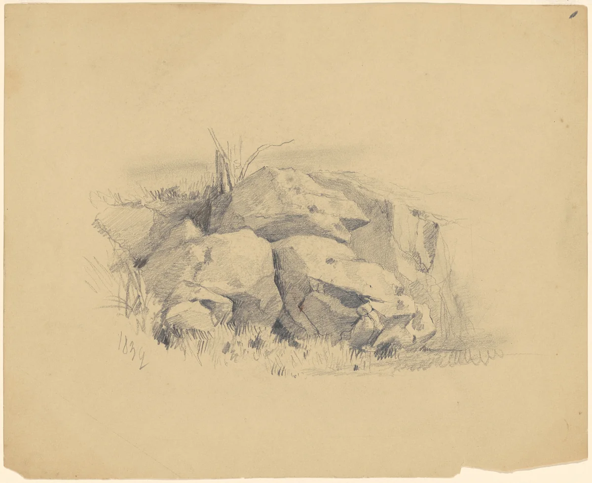 Rocks by James Goodwyn Clonney, drawing, 1839