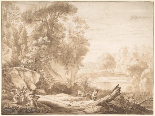The Rest on the Flight into Egypt by Herman van Swanevelt, drawing, 1623-1655