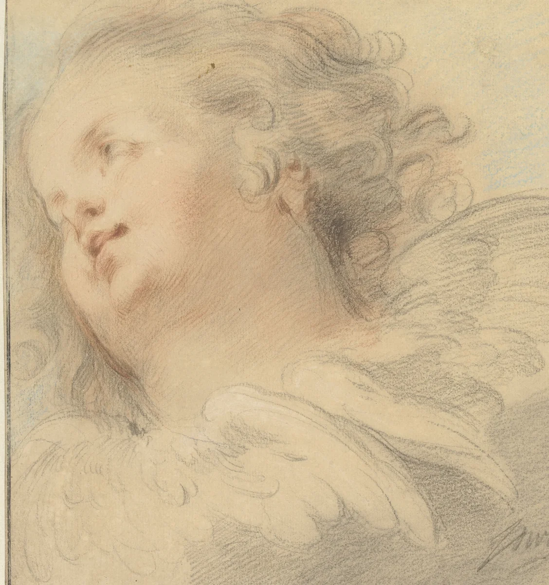 Amorettenkopje naar links by Jacob de Wit, drawing, 1705-1754