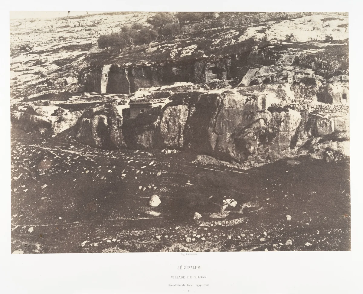 Jérusalem, Village de Siloam, Monolithe de forme égyptienne, 1 by Auguste Salzmann, photograph, 1854-1859