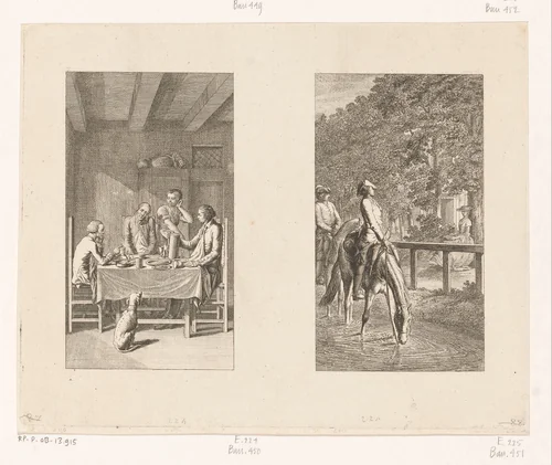 Twee scènes uit Leben, Bemerkungen und Meinungen Johann Bunkels by Daniel Nikolaus Chodowiecki, print, 1778
