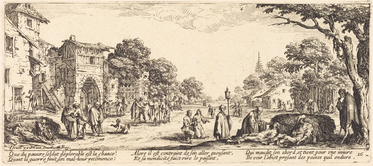 Dying Soldiers by the Roadside by Jacques Callot, print, 1592-1635