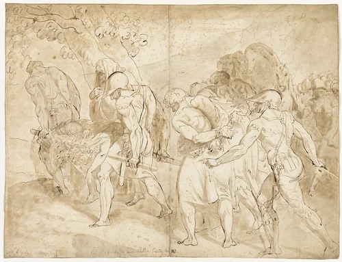 Funeral Procession of the Young Pallas, Aeneid Book XI by Jean-Antoine Julien, drawing, 1762