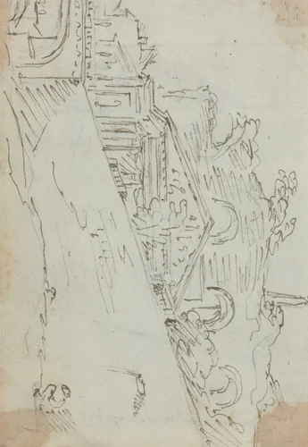 Ancient Ruins on the Bank of the Tiber by Augustin Pajou, drawing, 1752-1756
