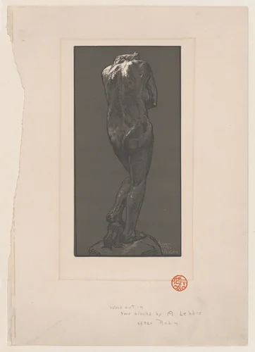 Nude statue, seen from behind by Auguste Louis Lepère, print, 1897-1907