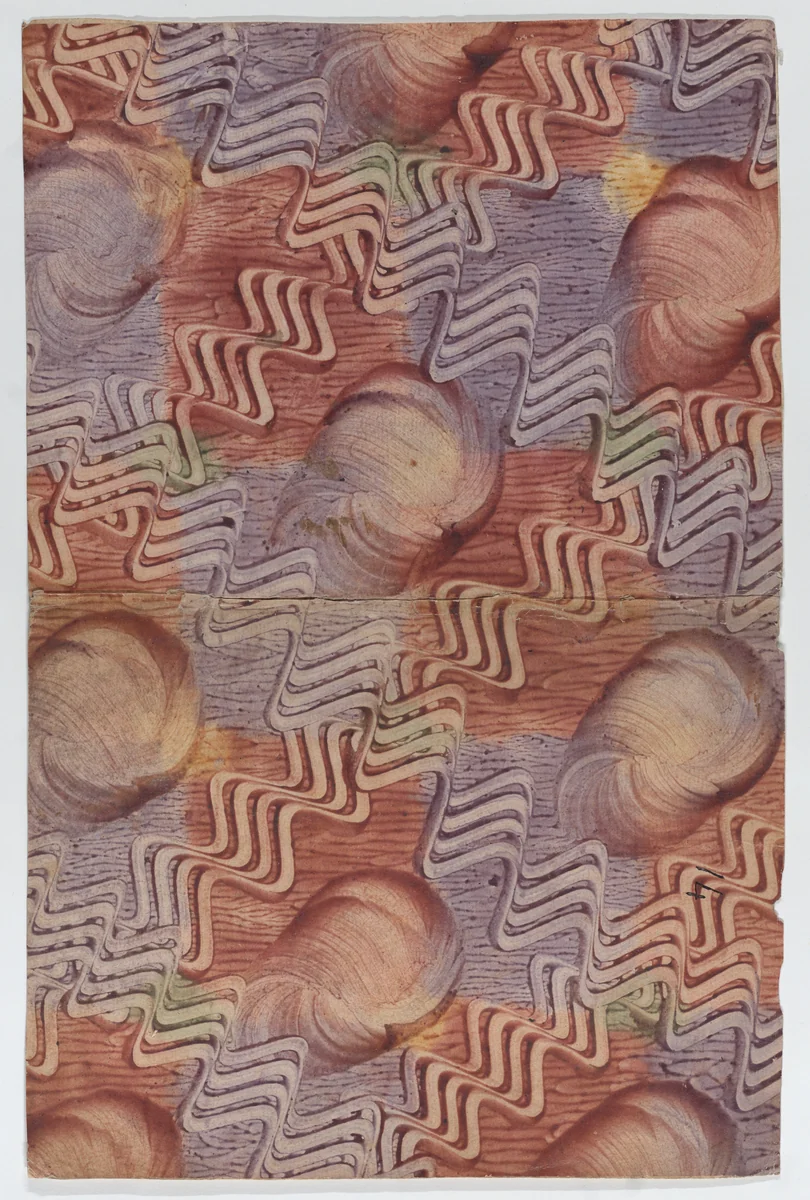 Book cover with zigzag stripe pattern by anonymous, print, 1700-1800