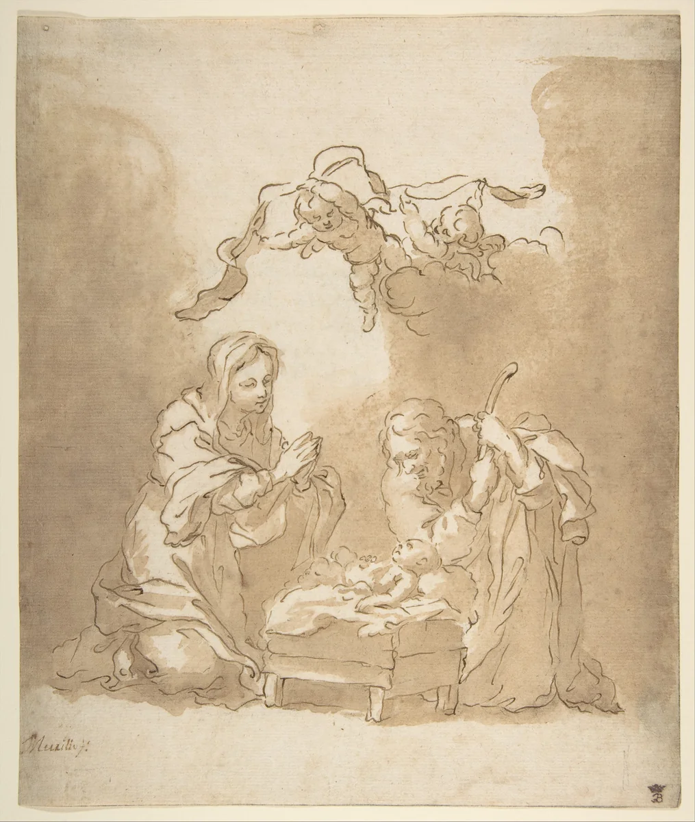 The Nativity by Bartolomé Estebán Murillo, drawing, 1660-1670
