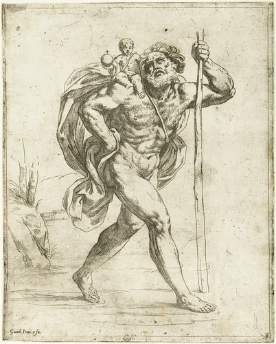 Saint Christopher by Guido Reni, print, 1595-1642