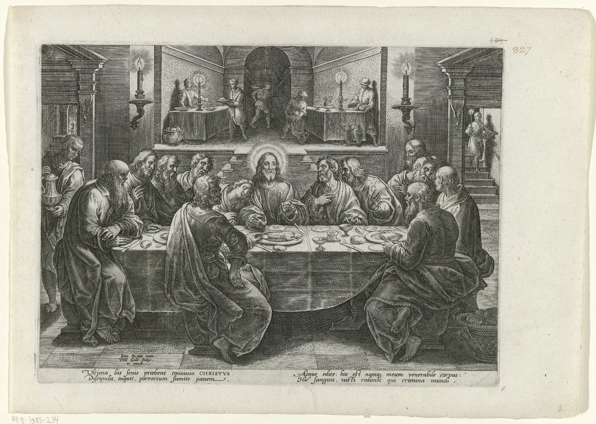 Laatste avondmaal by Unknown, print, 1585-1586