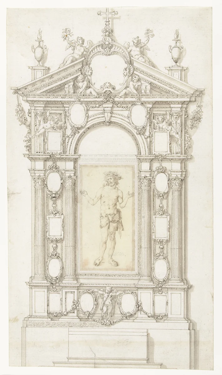 Ornamentale lijst by anonymous, drawing, 1545