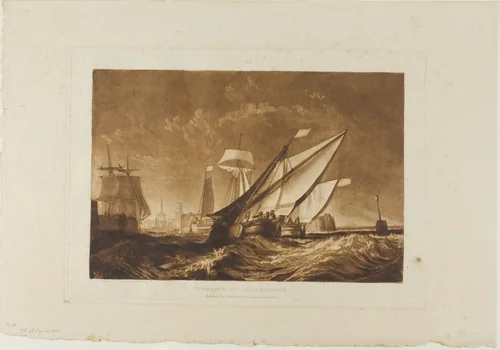 Entrance of Calais Harbour, plate 55 from Liber Studiorum by Joseph Mallord William Turner, print, 1816