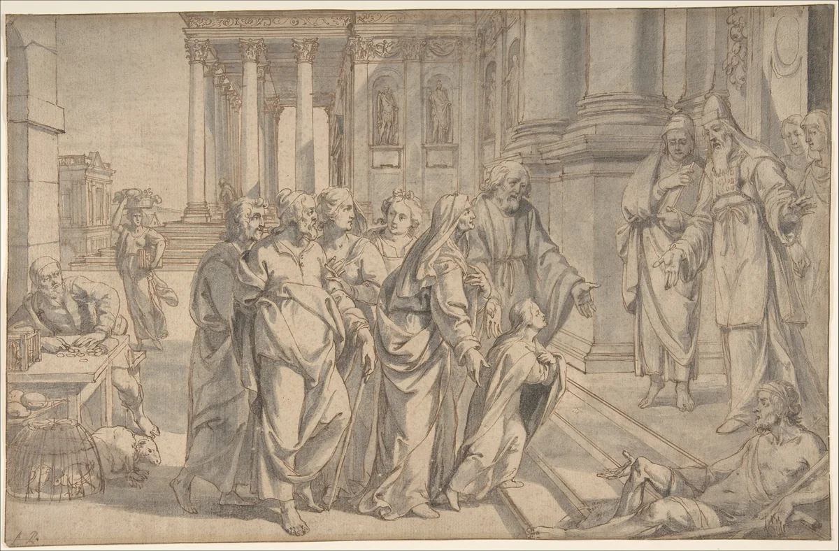The Presentation of the Virgin by Philippe de Champaigne, drawing, 1610-1674