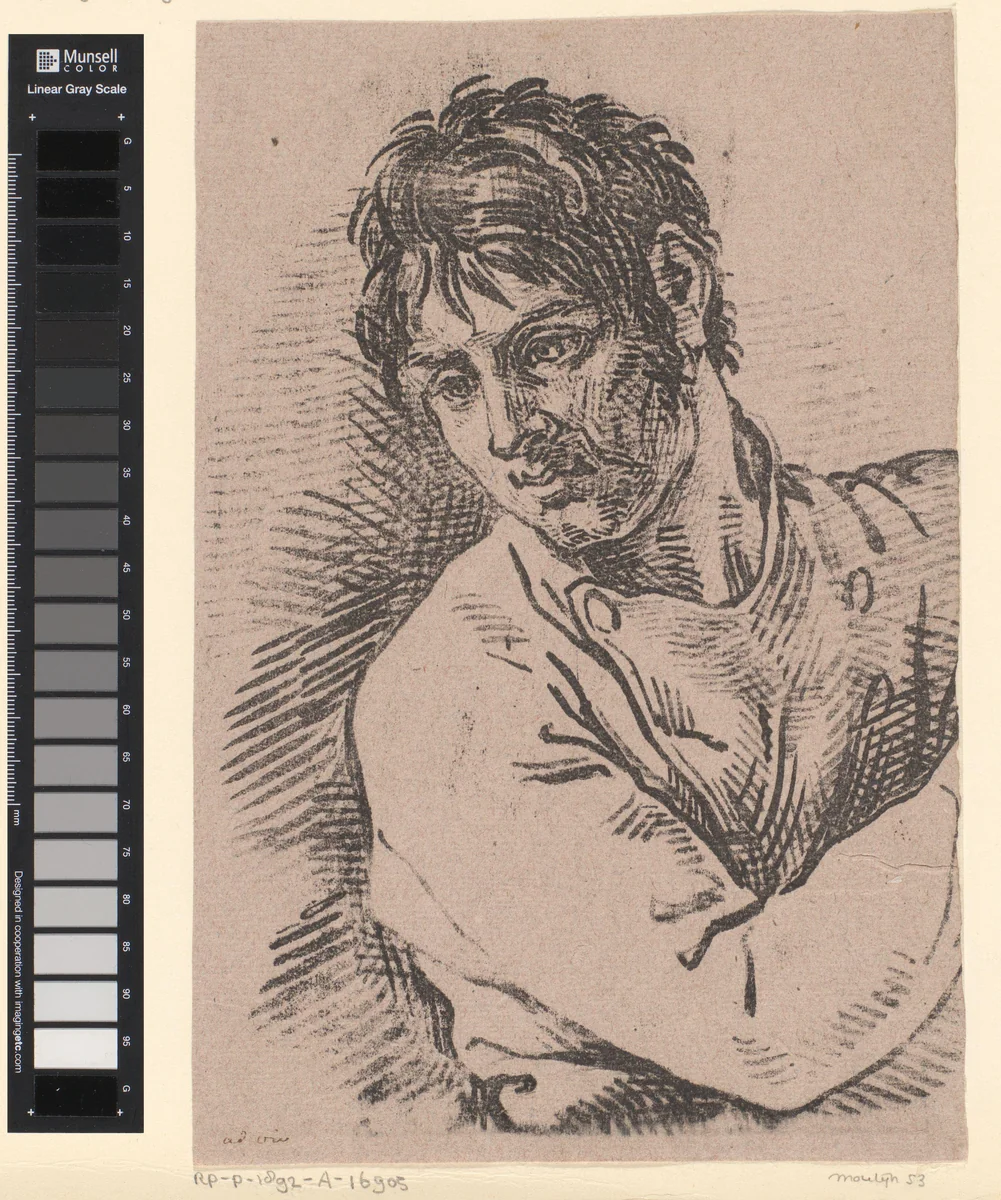 Portret van een man met arm voor zijn borst by David Pièrre Giottino Humbert de Superville, print, 1820