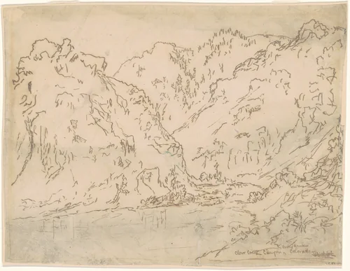 Clear Creek Canyon, Rocky Mountains, Colorado by Ralph Blakelock, drawing, 1864-1874