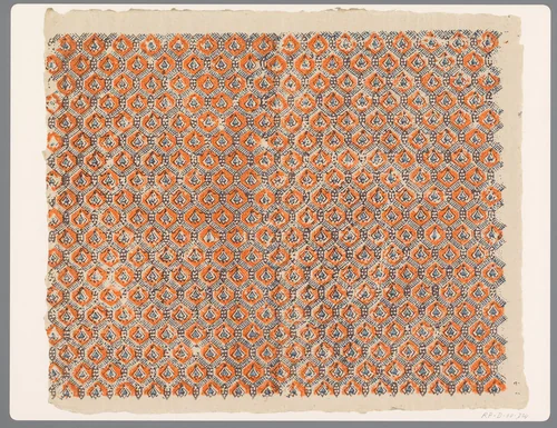 Blad met ruitenpatroon met motief als veldvulling by anonymous, print, 1750-1900