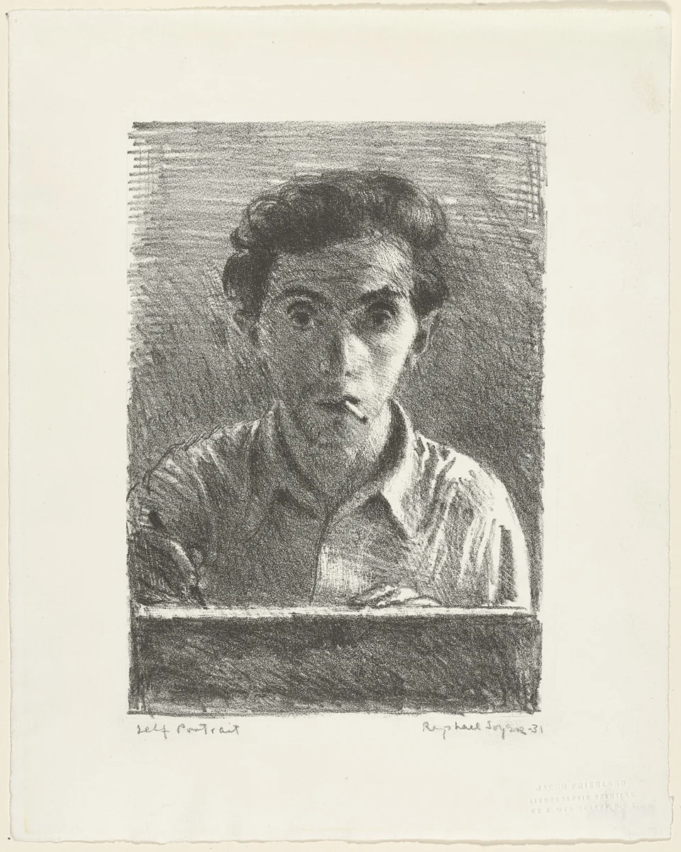 Self-Portrait by Raphael Soyer, print, 1920