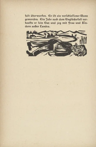 Downfall: The Dead Kern (Niedergang: Der tote Kern) (tailpiece, page 110) from Neben der Heerstrasse (Off the Main Road) by Ernst Ludwig Kirchner, illustrated book, 1923