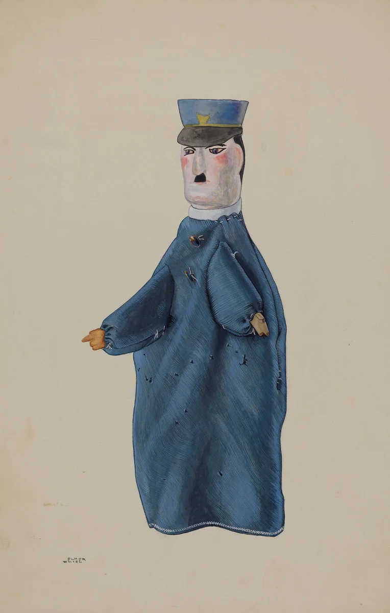 Hand Puppet - Policeman by Elmer Weise, index of american design, 1936