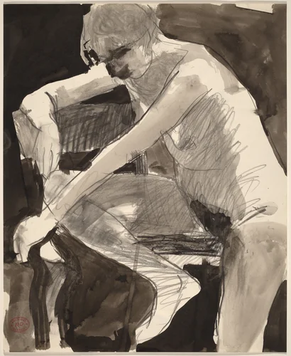 Untitled [female nude seated sideways in a chair] by Richard Diebenkorn, drawing, 1955-1967