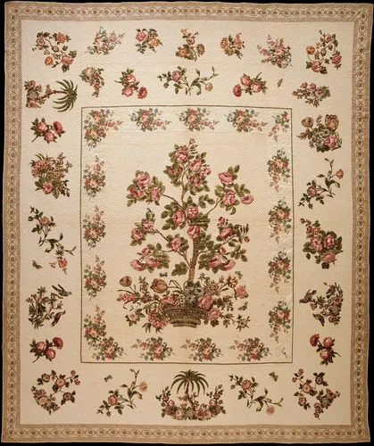 Chintz appliquéd quilt by Mary Malvina Cook Taft, artwork, 1832-1840