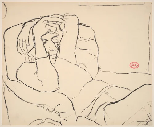 untitled [cigarette smoker in an armchair] by Richard Diebenkorn, drawing, 1955-1967
