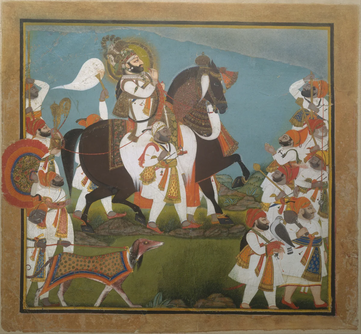 Maharana Bhim Singh and Retinue Embark on a Hunt by Chokha, painting, 1795-1820