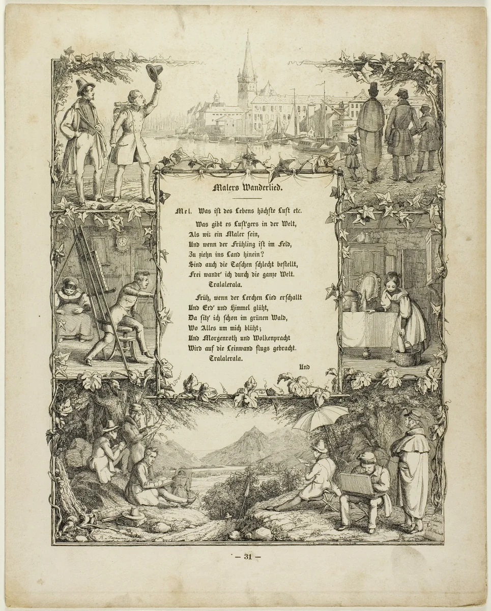 The Painter's Wandering Song by Rudolph von Normann, print, 1837